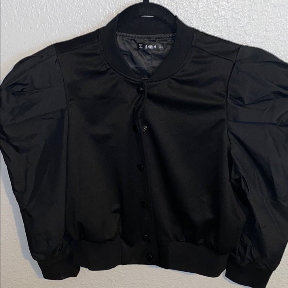 Puff sleeve bomber jacket